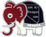 "SURE BET REAGAN 1980 NEVADA" ENAMEL ELEPHANT BADGE.