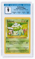 1999 POKÉMON BASE SET BULBASAUR 44/102 1ST EDITION CGC 9 MINT.