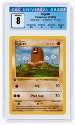 1999 POKÉMON BASE SET DIGLETT 47/102 1ST EDITION CGC 8 NM/MINT.