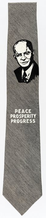IKE "PEACE PROSPERITY PROGRESS" NEW OLD STOCK CAMPAIGN NECKTIE.