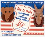 1956 CAMPAIGN "ELEPHANT AND DONKEY COIN PURSE" SALES DISPLAY SIGN.