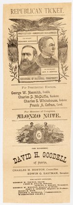 HARRISON & MORTON 1888 NEW HAMPSHIRE JUGATE BALLOT.