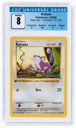 1999 POKÉMON BASE SET RATTATA 61/102 1ST EDITION CGC 8 NM/MINT.