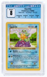 1999 POKÉMON BASE SET SQUIRTLE 63/102 1ST EDITION CGC 8 NM/MINT.