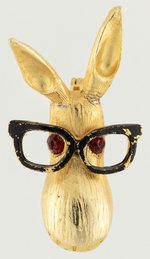 GOLDWATER DONKEY WEARING HORNED RIM GLASSES 1964 CAMPAIGN LAPEL PIN.