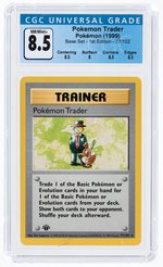 1999 POKÉMON BASE SET POKÉMON TRADER 77/102 1ST EDITION CGC 8.5 NM/MINT+.