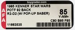 STAR WARS: THE POWER OF THE FORCE - ARTOO-DETOO (R2-D2) POP-UP LIGHTSABER 92 BACK AFA 85 Y-NM+.