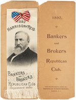 "HARRISON & REID BANKERS AND BROKERS REPUBLICAN CLUB" 1892 RIBBON ON ORIGINAL CARD.