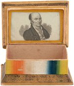 JOHN Q. ADAMS PORTRAIT UNDER GLASS "VICTORY FOR ADAMS" 1828 SEWING BOX.