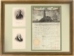 THOMAS JEFFERSON & JAMES MADISON SIGNED 1802 SHIP'S PASSPORT IN FRAMED DISPLAY.