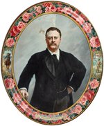"THEODORE ROOSEVELT" LARGE OVAL COPYRIGHT 1903 TIN TRAY WITH PORTRAIT BY SARGENT.