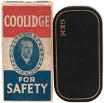 "COOLIDGE FOR SAFETY" RARE 1924 SAFTEY RAZOR IN ORIGINAL PORTRAIT BOX.