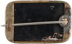 HARRISON LOG CABIN & HARD CIDER BARREL OBLONG 1840 CAMPAIGN SULFIDE BROOCH.