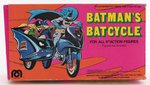 MEGO BATMAN'S BATCYCLE BLUE VARIETY IN ILLUSTRATED BOX (MISSING SIDECAR).