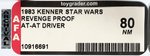 STAR WARS: REVENGE OF THE JEDI - AT-AT DRIVER PROOF CARD AFA 80 NM.