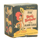 "WOODY WOODPECKER SPRING ALARM CLOCK" IN ORIGINAL BOX.