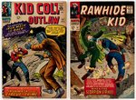 MARVEL WESTERNS SILVER AGE LOT OF 19 KID COLT, TWO-GUN KID AND RAWHIDE COMIC ISSUES.