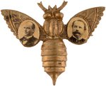 McKINLEY & HOBART SCARCE FIGURAL GOLD BUG PIN-BACK BADGE.