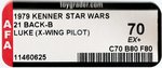 STAR WARS - LUKE SKYWALKER (X-WING PILOT) 21 BACK-B AFA 70 EX+.