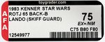 STAR WARS: RETURN OF THE JEDI - LANDO CALRISSIAN (SKIFF GUARD DISGUISE) 65 BACK-B AFA 75 EX+/NM (CLEAR BLISTER).