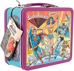 DC COMICS "SUPER FRIENDS" UNUSED METAL LUNCHBOX WITH THERMOS.