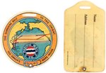 "PACIFIC MAIL STEAMSHIP CO." & "N.Y.K. JUBILEE" CELLO STEAMSHIP LUGGAGE NAME/ADDRESS TAG PAIR C. 1909 & 1935.