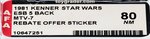 STAR WARS: THE EMPIRE STRIKES BACK - MTV-7 AFA 80 NM (REBATE STICKER OFFER).