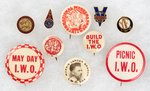 INTERNATIONAL WORKERS ORDER COMMUNIST COLLECTION OF 10 BUTTONS AND BADGES.