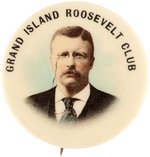 "GRAND ISLAND ROOSEVELT CLUB" RARE 1904 NEBRASKA BUTTON.