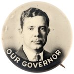 HUEY LONG "OUR GOVERNOR" RARE REAL PHOTO PORTRAIT BUTTON.