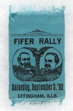 HARRISON & REID "FIFER RALLY EFFINGHAM" ILLINOIS COATTAIL SINGLE DAY EVENT JUGATE RIBBON.