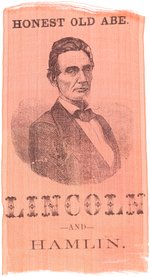 LINCOLN "HONEST OLD ABE" 1860 PORTRAIT RIBBON.
