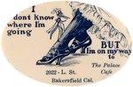 RARE CARTOON POCKET MIRROR C. 1910 FOR BAKERSFIELD, CA PALACE CAFE.