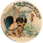 POCKET MIRROR WITH HOBO, CHAINED DOG AND BONE VARIETY W/TEXT FOR BOSTON'S "CRAWFORD NOTCH CAFE".