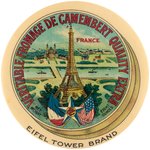 PAPERWEIGHT MIRROR IN OUTSTANDING COLOR FOR EIFFEL TOWER BRAND CAMEMBERT CHEESE C. 1910.