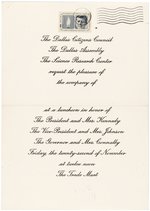 KENNEDY ASSASSINATION NOV. 22, 1963 TRADE MART LUNCHEON INVITATION.