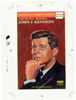 AMERICAN HEROES - JOHN F. KENNEDY COMIC BOOK COVER ORIGINAL ART BY ROBERT A. HERRERA.