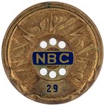 "NBC" EARLY C. 1926 SERIALLY NUMBERED BRASS & ENAMEL EMPLOYEE LAPEL STUD.