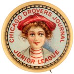 RARE BUTTON C. 1900 PROMOTING MEAT AND ANIMAL INDUSTRY PUBLICATION "CHICAGO DROVERS JOURNAL".