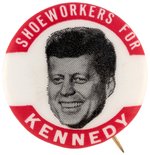 "SHOEWORKERS FOR KENNEDY" SMALL VARIETY 1960 FLOATING HEAD BUTTON HAKE #50.