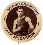 C. 1910 "JACK McCARRON 50,000 CHAMPION" REAL PHOTO OF MIDDLEWEIGHT BOXER.