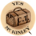 McKINLEY "C.T." SCARCE COMMERCIAL TRAVELERS CAMPAIGN BUTTON.