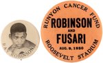 1950 "RAY ROBINSON" EARLY CAREER REAL PHOTO BUTTON AND RARE SINGLE DAY BUTTON.