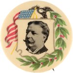 TAFT GORGEOUS AMERICAN FLAG & EAGLE PORTRAIT BUTON UNLISTED IN HAKE.