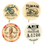 JEWELRY EARLY ADVERTISING FOUR BUTTONS FROM THE POTTER COLLECTION.