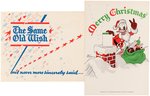WALT DISNEY STUDIO 1940s CHRISTMAS CARD PAIR.