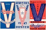 1940s BROOKLYN DODGERS & PHILADELPHIA ATHLETICS PLAYING/PLAYER ROSTERS.