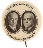 DAVIS & STANLEY "WORK AND WIN" KENTUCKY COATTAIL JUGATE BUTTON.