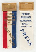 IKE "HOLLYWOOD BOWL RALLY" 1954 "WHITE HOUSE PRESS" RIBBON PAIR.