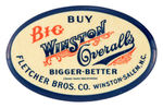 "BUY BIG WINSTON OVERALLS" 2.75" CELLULOID HOLDING KNIFE SHARPENING OILSTONE.